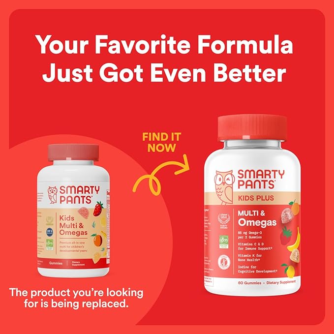 SmartyPants Kids Multivitamin Gummies: Omega 3 Fish Oil (EPA/DHA), Vitamin D3, C, Vitamin B12, B6, A, K & Zinc for Immune Support, Biotin, Gluten Free, Three Fruit Flavors, 120 Count (30 Day Supply)