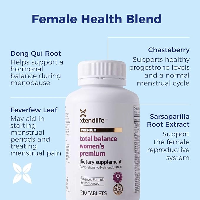 Xtendlife Total Balance Women's Premium Extra Strength Daily Multivitamin & Mineral - 90+ Nutrients for Complete Immune, Heart, Digestive, and Cellular Health - 30 Day Supply