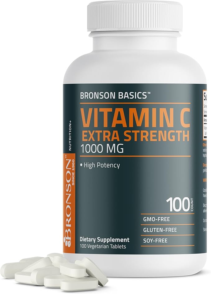 Bronson Vitamin C 1000mg Extra Strength, Supports a Healthy Immune System, High Potency, Non-GMO, 100 Vegetarian Tablets
