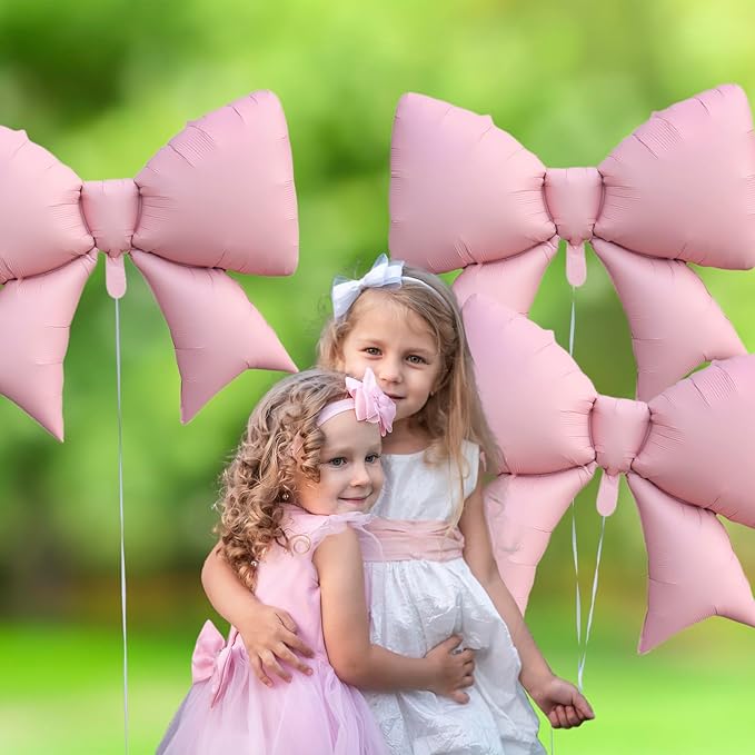 FBQ 3 Pcs Giant Pink Bow Foil Balloons Bow Themed Birthday Party Bachelorette Party Girls Boy Party Decorations