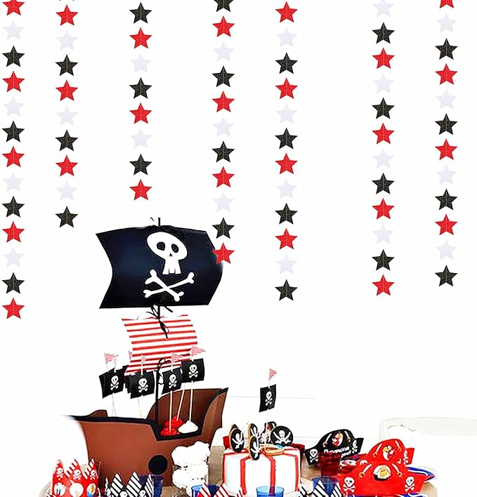 Black White-Red Birthday Party-Decorations Garland - 62FT Twinkle Little Star Graduation Hanging Streamers Banner,Wedding Baby Shower Backdrop, Vampire Classroom Decor Supplies Hugtmr