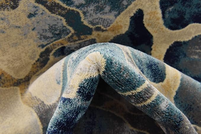 Unique Loom Mystic Collection Area Rug - Fitz Roy (2' x 6' Runner, Navy Blue/ Beige)