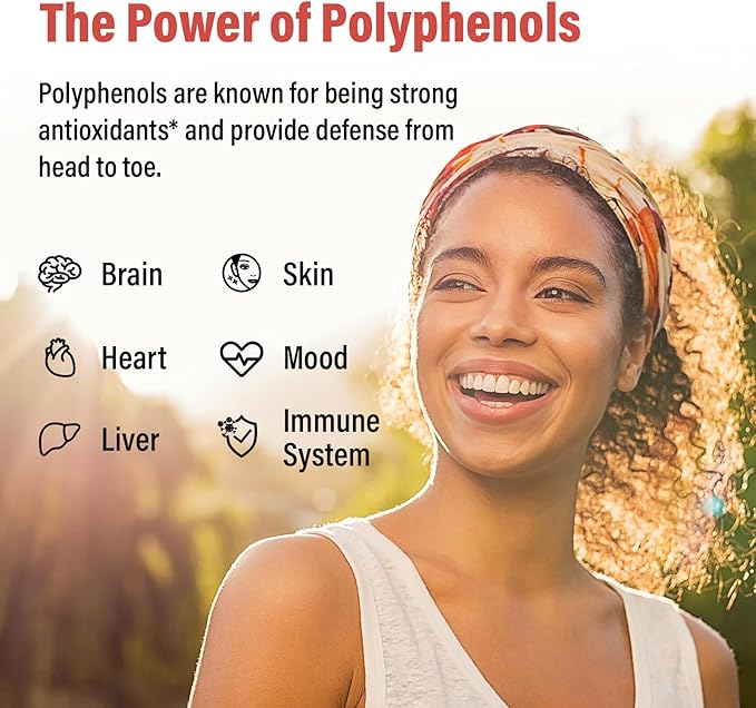 67,500 MG Polyphenols Supplement - Powerful Antioxidants & Polyphenol for Age Defense, Polyphenol Superfood, Quercetin, Resveratrol, Green Tea, Plant-Based & Energy, Immune Support, 180 Capsules