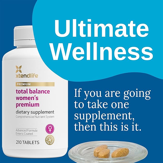 Xtendlife Total Balance Women's Premium Extra Strength Daily Multivitamin & Mineral - 90+ Nutrients for Complete Immune, Heart, Digestive, and Cellular Health - 30 Day Supply