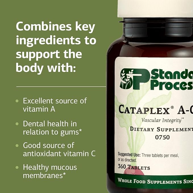Standard Process Inc. Cataplex A-C-P Heart, Gum Health, Immune Support, Vascular Supplement with Vitamin C, Magnesium Citrate, Nutritional Yeast, Vitamin A, Reishi Mushroom Powder - 360 Tablets