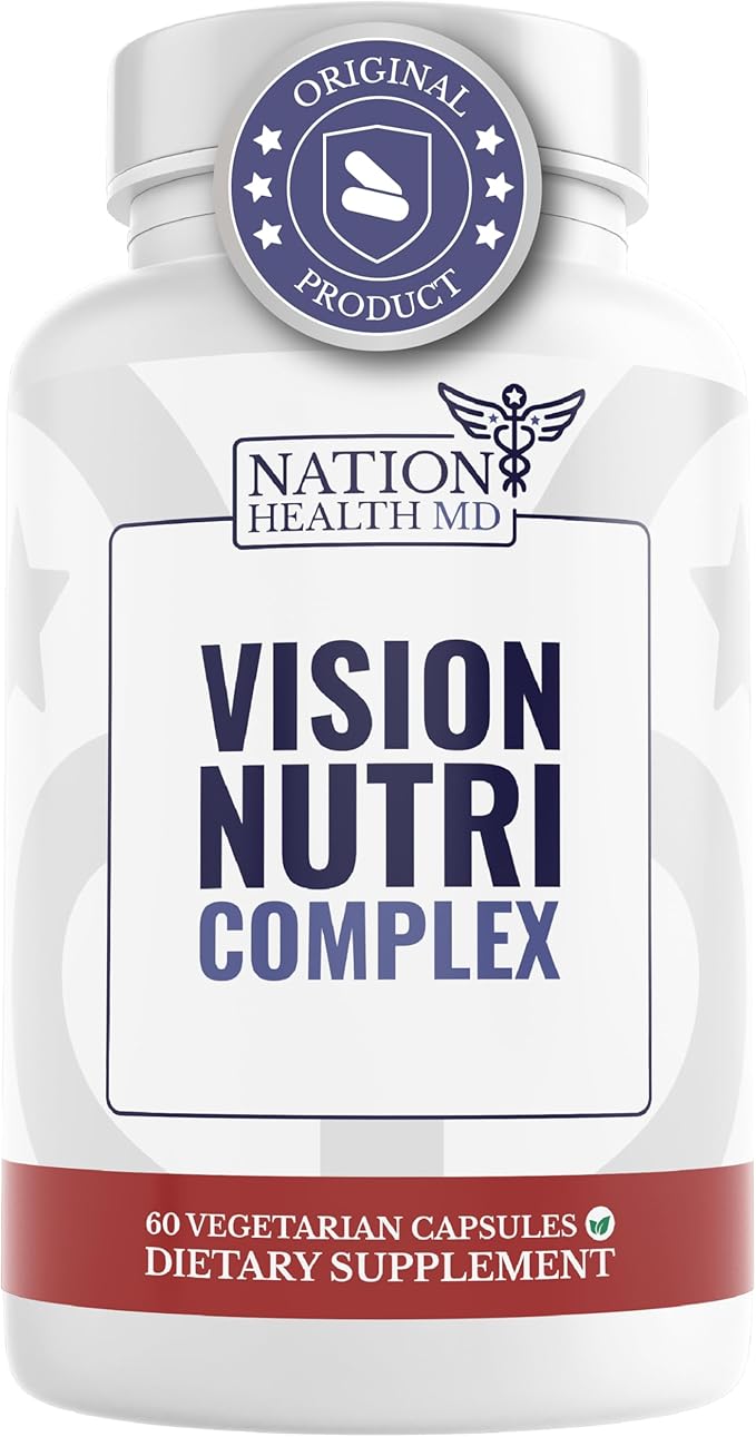 Vision Nutri Complex - Eye Vitamins with Lutein, Bilberry - Eye and Vision Health for Men & Women - 60 Capsules