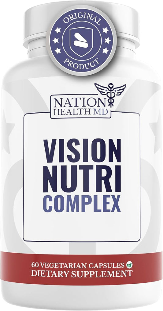 Vision Nutri Complex - Eye Vitamins with Lutein, Bilberry - Eye and Vision Health for Men & Women - 60 Capsules