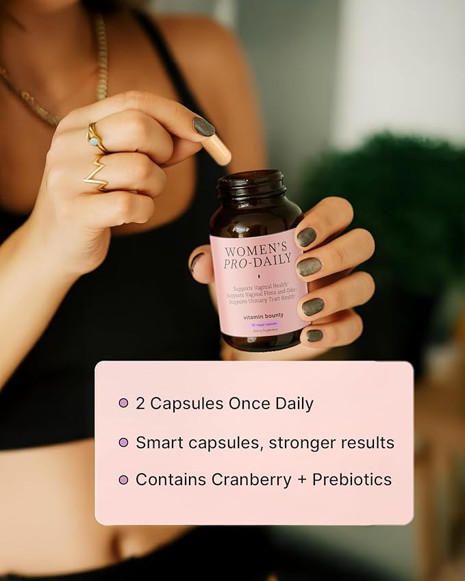 Vitamin Bounty Women's Pro-Daily Probiotic - Supports Vaginal, Digestive & pH Balance, 10 Billion CFUs, 5 Strains + Cranberry - 2 Pack of 60 Capsules