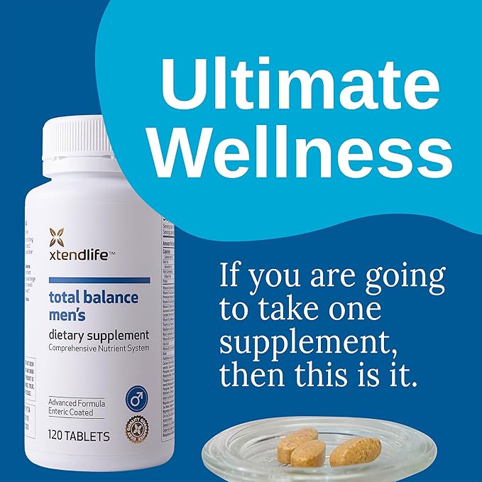 Xtendlife Total Balance Men's Daily Multivitamin & Mineral - 70+ Nutrients for Complete Immune, Heart, Digestive, and Cellular Health - 30 Day Supply