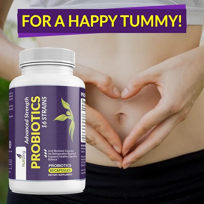 NutriZing Vegan Probiotics for Digestive Health - 30 Billion CFU & 16 strains - Bifidobacterium & Lactobacillus Probiotics for Men & Women - Delayed Release Probiotic Gut Health Supplement