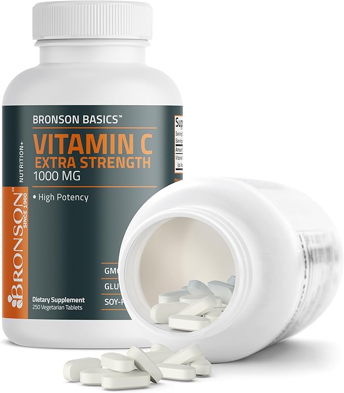 Bronson Vitamin C 1000mg Extra Strength, Supports a Healthy Immune System, High Potency, Non-GMO, 250 Vegetarian Tablets