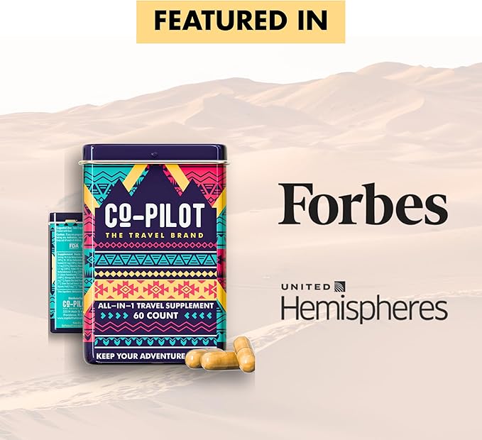 Travel Vitamin Supplement for Flight and Daily, Jet Lag, Energy, Immune, Digestion Support, Promote Calmness with Ashwagandha, Rhodiola, Chia & D3 for Better Sleep & Mood | Vegan, 60 Count