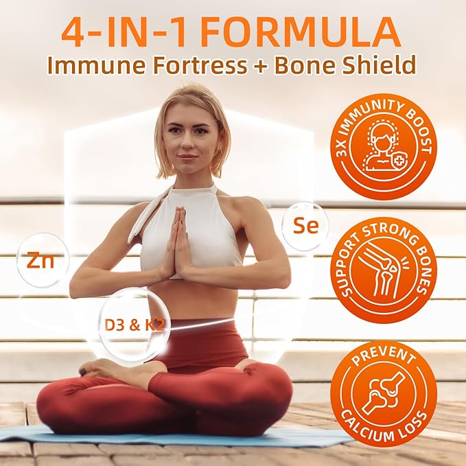 ZEBORA Vitamin D3 K2-5000 IU (125 mcg) Vitamin D & K2 (MK-7) 100 mcg with Zinc & Selenium - Maximum Absorption for Bone, Teeth, Heart & Immune Support - Gluten-Free, 120 Capsules