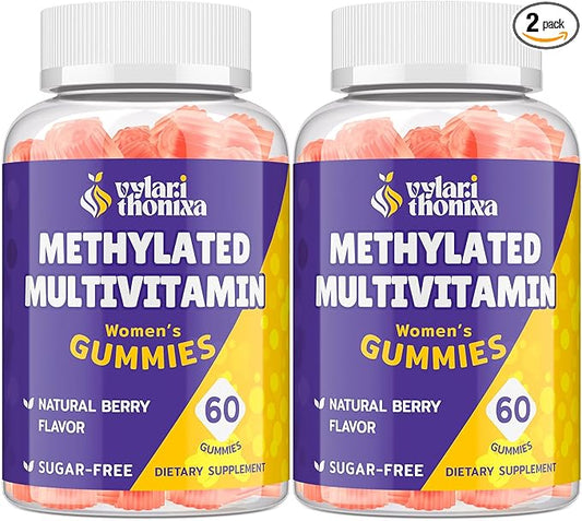 33-in-1 Methylated Multivitamin Gummies for Women – MTHFR Supplement Contains Methylated B Complex, B12 (Methylcobalamin), Folate (5-MTHF), TMG, and Vitamins A, C, E & K – 2 Pack