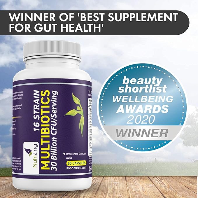 NutriZing Vegan Probiotics for Digestive Health - 30 Billion CFU & 16 strains - Bifidobacterium & Lactobacillus Probiotics for Men & Women - Delayed Release Probiotic Gut Health Supplement