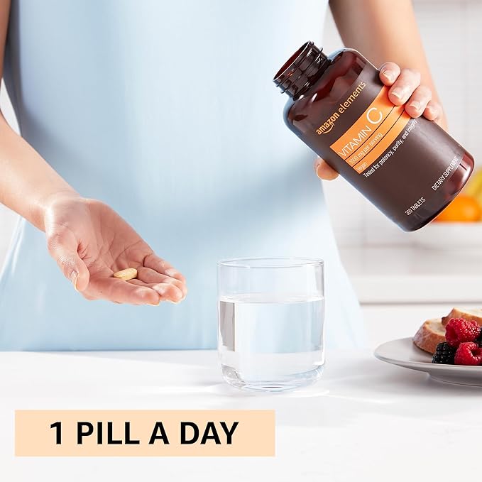 Amazon Elements Vitamin C 1000mg, Supports Healthy Immune System, Vegan, 300 Tablets, 10 Month Supply (Pack of 4)