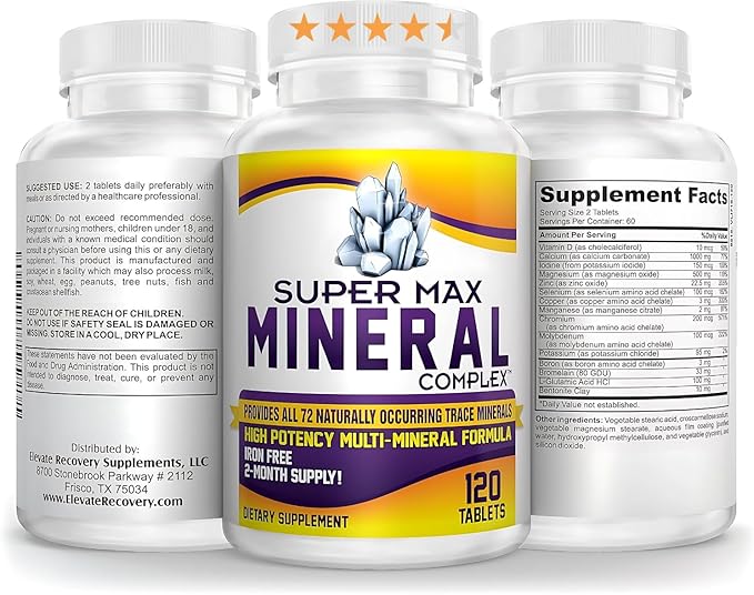 2-Month Multimineral Supplement (Iron Free) Natural Multiminerals | High-Potency Multi Mineral Supplements (15-in-1) Blended Minerals Formula | Mineral Complex | 60-Day Bulk Supply | 120 Tablets