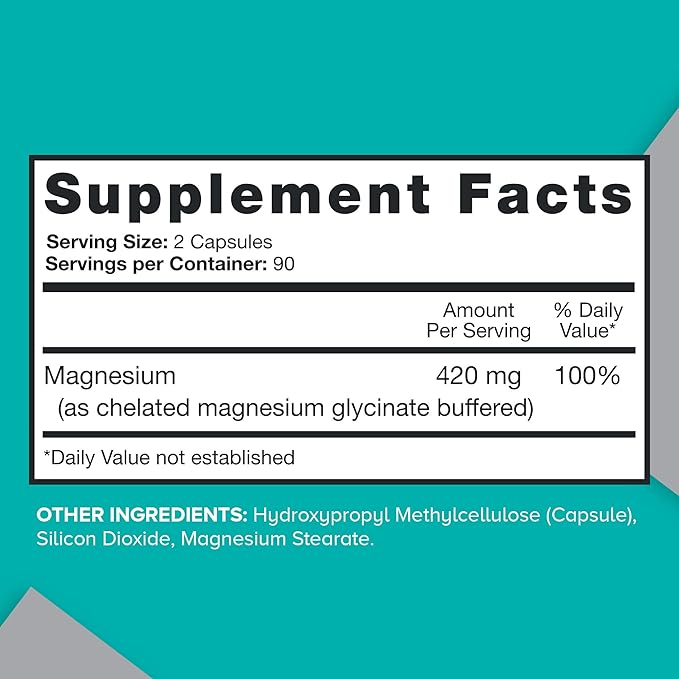 Qunol Magnesium Capsules 420mg, 100% DV, High Absorption Magnesium Supplement, Extra Strength, Bone and Muscle Health Supplement, 180 Count