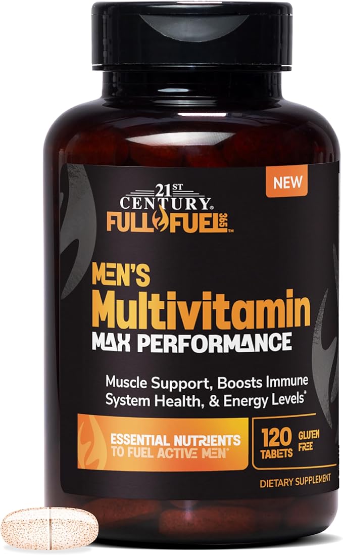 21st Century Full Fuel 365 Active Men’s Multivitamin, 120 Tablets, Daily Vitamins and Minerals for Energy, Muscle Support, Immune Health, No Gluten