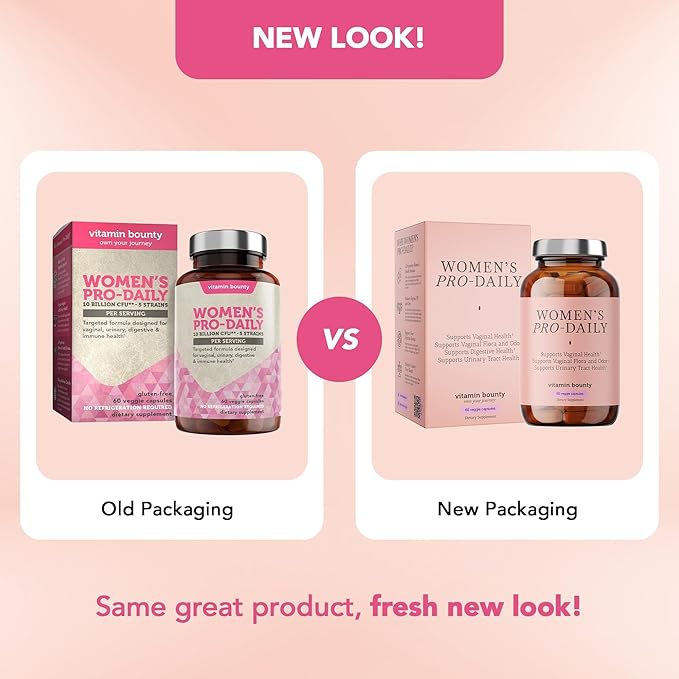 Vitamin Bounty Women's Pro-Daily Probiotic - Supports Vaginal, Digestive & pH Balance, 10 Billion CFUs, 5 Strains + Cranberry - 2 Pack of 60 Capsules