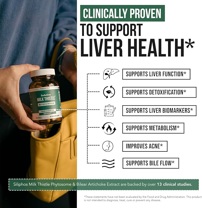 SoActive® Milk Thistle: 10X More Effective Milk Thistle Phytosome, Optimized for Essential Bioactive Silybin A & B Plus Bilear® Artichoke Extract & Bile Enhancer - Liver Support | 60 Servings