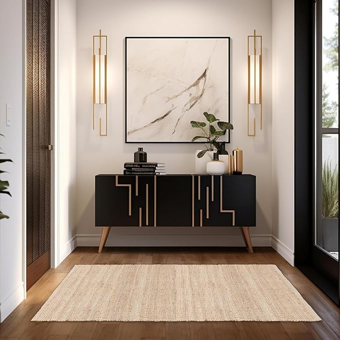 REDEARTH · Jute Cotton Area Rug - 8'x10' Rectangular Rug, Sustainable Handwoven, Non-Shedding, Soft & Durable – Reversible, Neutral Tones for Home Décor in Living Room, Dining Room, Bedroom