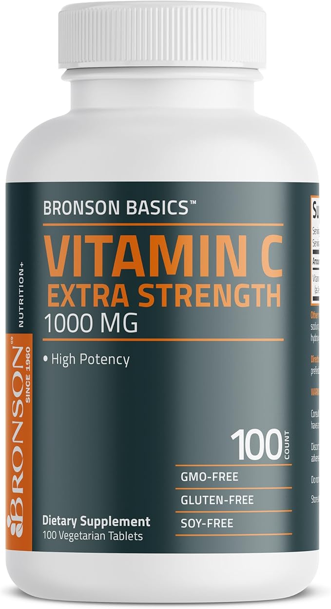 Bronson Vitamin C 1000mg Extra Strength, Supports a Healthy Immune System, High Potency, Non-GMO, 100 Vegetarian Tablets