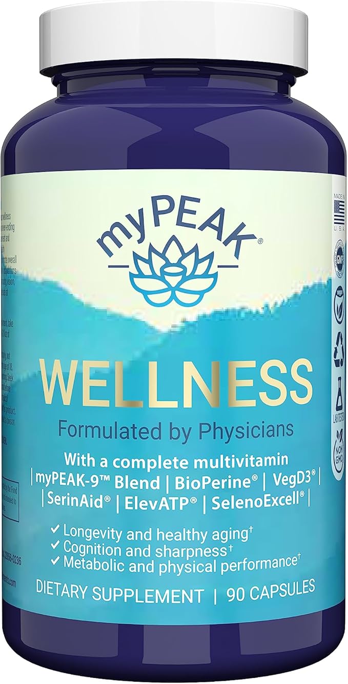 Wellness Award-Winning Vegan Multivitamin with ElevATP Ancient Peat Extract, Natural Astaxanthin, Iron, Resveratrol and Alpha GPC, Immunity Booster, All-in-One for Men and Women, 90 Count