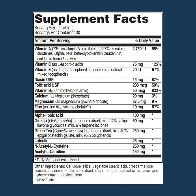 – Advanced Hearing Formula Supplement, Ear Health Vitamins, Support Auditory Nerve Function, Multivitamin with Vitamins A, C, E, Folic, Calcium, Magnesium, Zinc (60 Tablets)