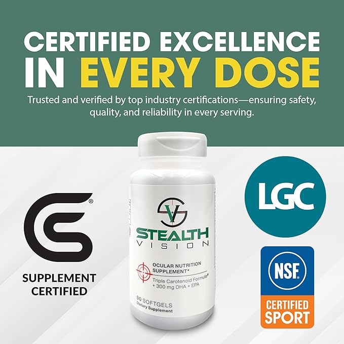 Stealth Vision Eye Vitamin, Eye Supplement with Lutein, Zeaxanthin, and Meso-Zeaxanthin, Non-GMO Eye Health Vitamins for Adults, Vision Essentials for Complete Eye Support (90 softgels)
