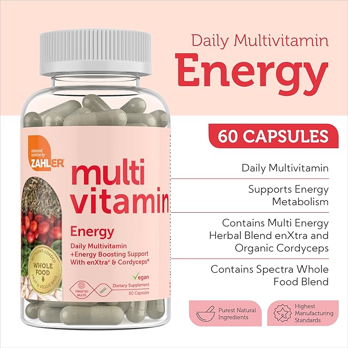 Zahler - Daily Multivitamin for Women & Men with Energy Vitamins, Minerals & Iron (60 Count) Kosher Men & Womens Multivitamins for Healthy Energy - Multi Vitamins for Adults - Made in USA Supplements
