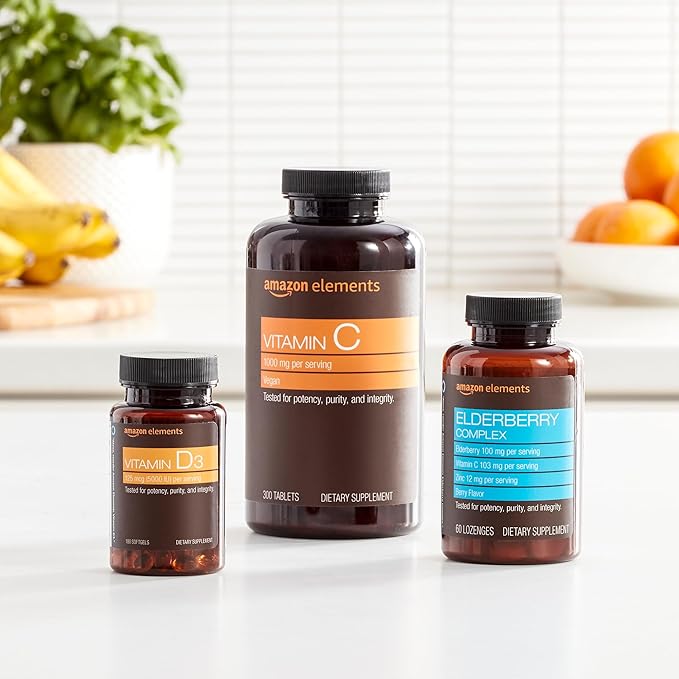 Amazon Elements Vitamin C 1000mg, Supports Healthy Immune System, Vegan, 300 Tablets, 10 Month Supply (Pack of 4)