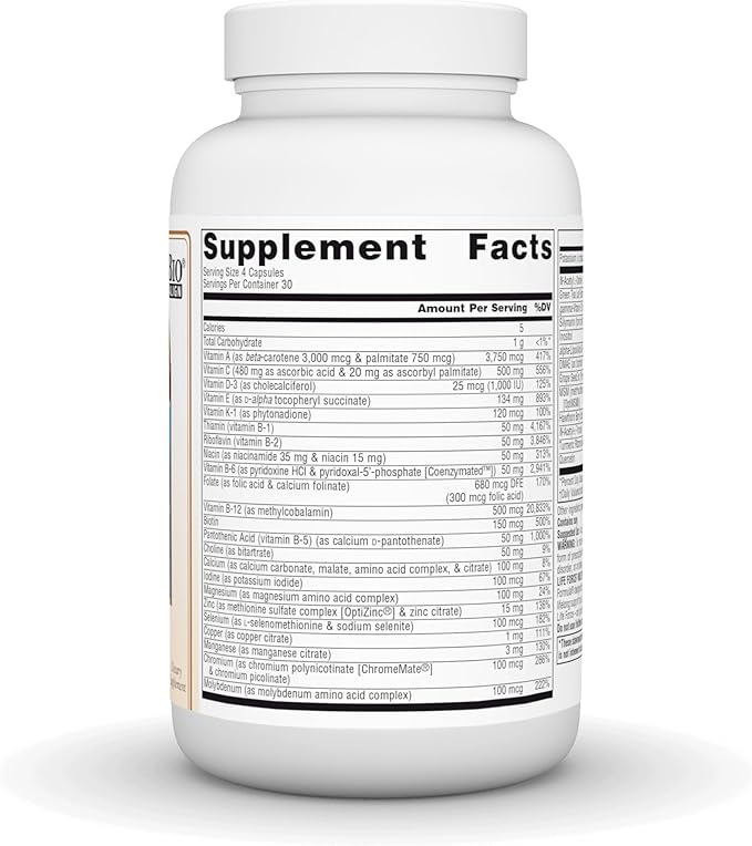 Source Naturals Life Force Multiple Iron Free Daily Multivitamin High Potency Essential Vitamins, Minerals, Antioxidants & Nutrients - Energy & Immune Boost* - 120 Capsules