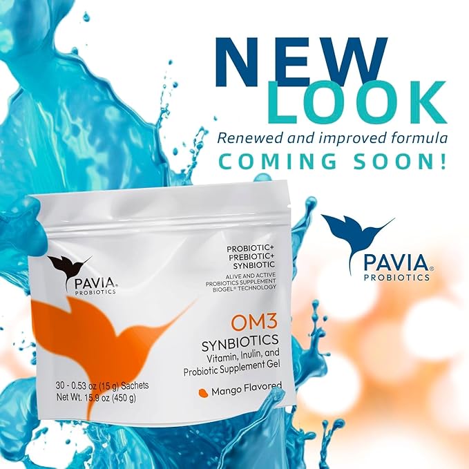 Pavia | Probiotics for Digestive Health | Fresh probiotics for Women, Men & Kids | Gel | Flavor Variatoins (30 Sachets, OM3)
