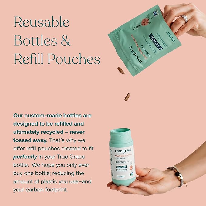 True Grace One Daily Women’s Multivitamin Fermented Minerals, Organic Adaptogens & Mushrooms Whole Body Balance, Immune, Energy, Beauty Support - Non-GMO, Gluten Free, Soy Free - 90 Vegan Tablets