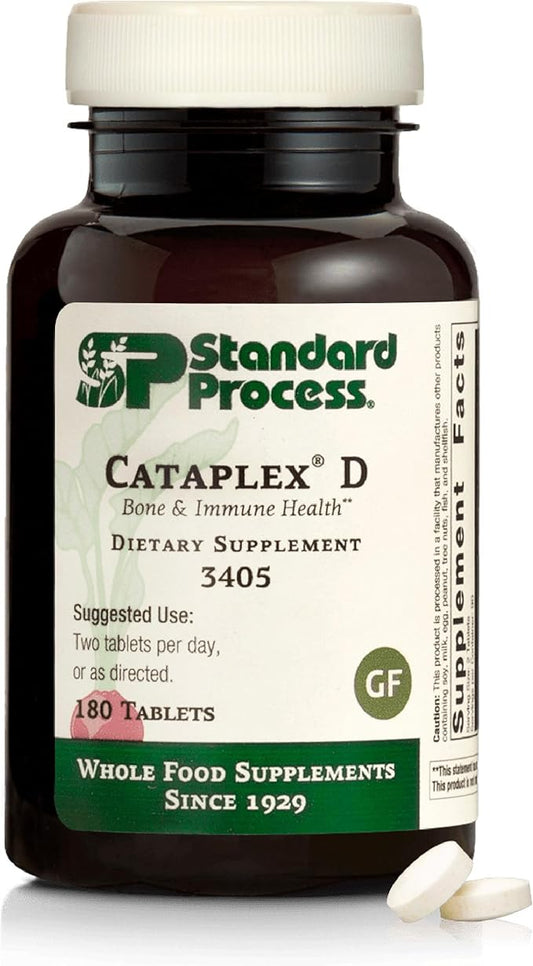 Standard Process Cataplex D - Supports Immune System, Bone Strength & Bone Health - Aids Calcium Absorption - Contains Vitamin D and Antioxidant A - Gluten-Free, Non-Dairy & Non-Soy - 180 Tablets