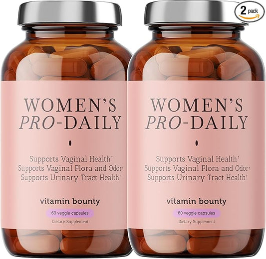 Vitamin Bounty Women's Pro-Daily Probiotic - Supports Vaginal, Digestive & pH Balance, 10 Billion CFUs, 5 Strains + Cranberry - 2 Pack of 60 Capsules