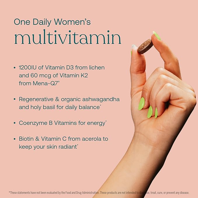 True Grace One Daily Women’s Multivitamin Fermented Minerals, Organic Adaptogens & Mushrooms Whole Body Balance, Immune, Energy, Beauty Support - Non-GMO, Gluten Free, Soy Free - 30 Vegan Tablets