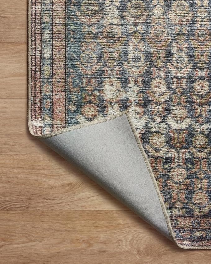 Loloi Amber Lewis Billie Collection, Ocean & Brick 2'-6" x 7'-6" Area Rug – Antique & Distressed Accent Rugs for Living Room, Bedroom, Entryway & Hallway, No Shed High Traffic Area Home Decor Rug