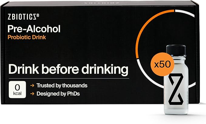 ZBiotics — Feel Better After Drinking, Wake Up Refreshed, Science-Backed, Patented Probiotic for Easier Mornings, Travel-Friendly, 50-Pack of 0.5 Fl Oz Bottles (50 Pack)