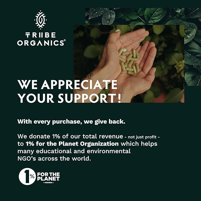 TRIBE ORGANICS Lion’s Mane Supplement 1000mg Mushroom Extract Powder - Immune System Booster & Brain Nootropic for Focus and Memory | Mental Clarity | Natural Energy and Immunity - 120 Vegan Capsules