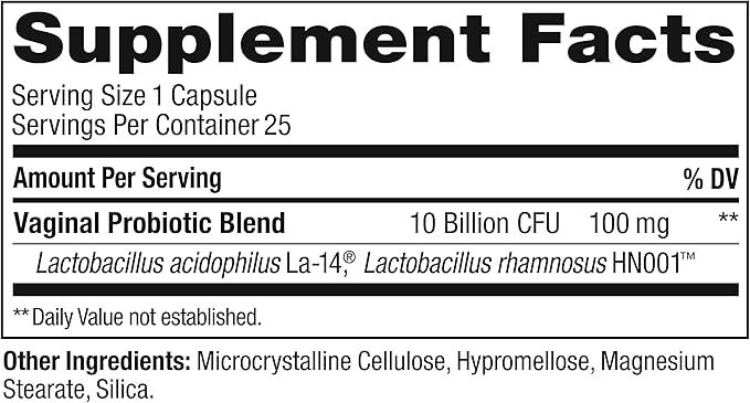OLLY Happy Hoo-Ha Capsules, Probiotic for Women, Vaginal Health and pH Balance, 10 Billion CFU, Gluten Free - 25 Count