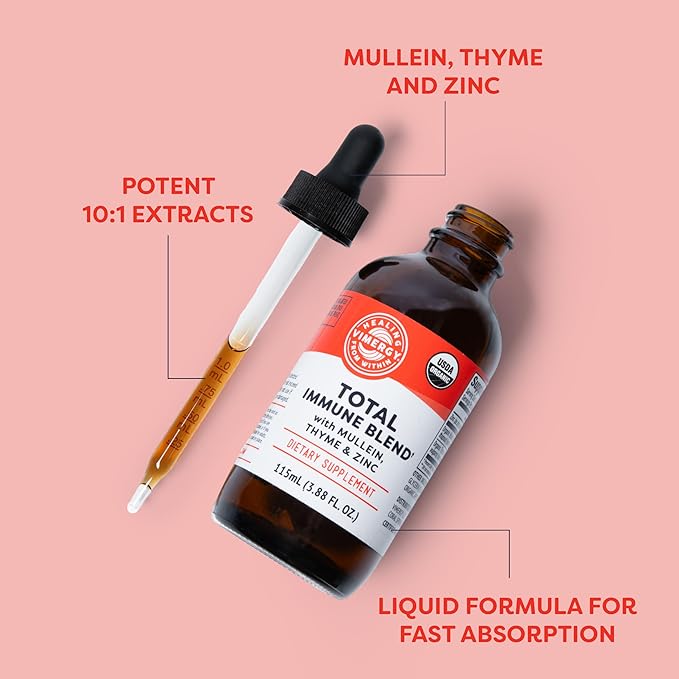 Vimergy Total Immune Blend* Liquid Supplement, 57 Servings Fast-Absorbing Immune Support – All-Season, Zinc, Thyme and Mullein Drops Non-GMO, Vegan, USDA Organic, Immunity Support for Adults (115 mL)