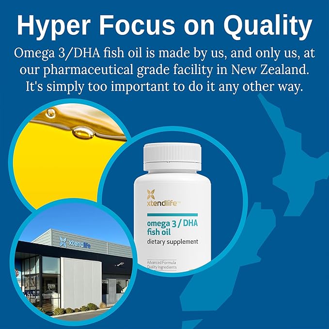 Xtendlife Omega 3 DHA Fish Oil - 1100mg with 700mg DHA and 300mg EPA - Omega 3 6 9 Supplement for Heart and Brain - 1 Month Supply (60 Count)