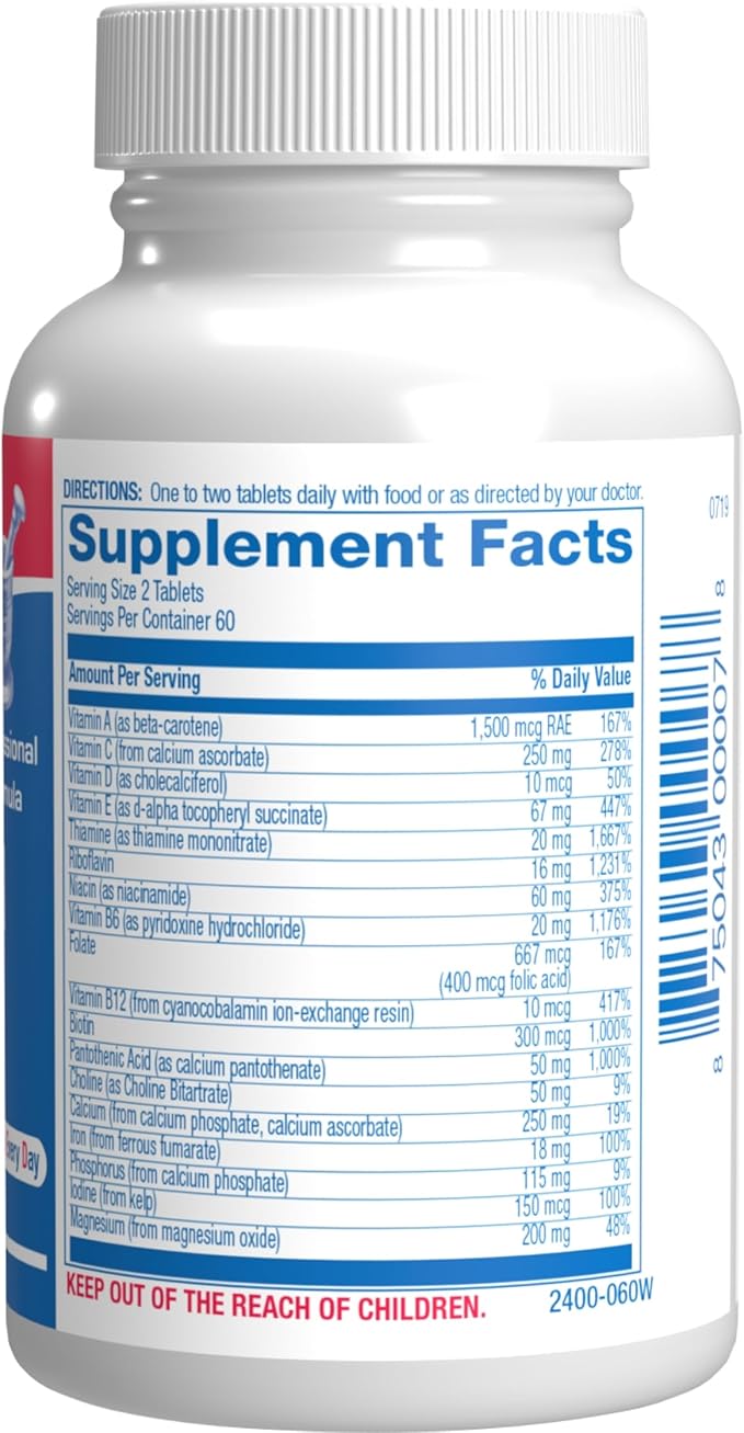 30-In-1 Adult Multivitamin with Iron - Antioxidant Rich Over 50 Multivitamin for Women and Men with Vitamins A C D E B Complex Zinc Magnesium Myo Inositol Citrus Bioflavonoids & More - 1 Month Supply