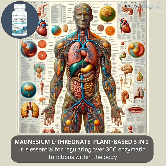 Kappa Nutrition Magbrain™ Magnesium L-Threonate Plant-Based, 420mg Elemental Magnesium (3 Capsules) from 2,253mg, 120 Vegan Capsules, Brain, Sleep & Muscle Support.