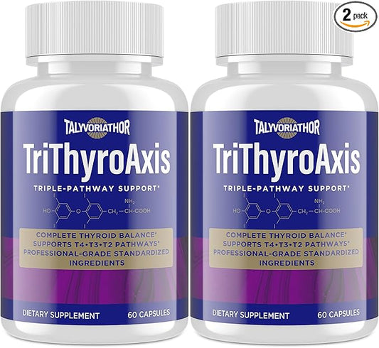 Thyroid Support Supplement for Women & Men – Professional T4, T3, T2 Triple-Pathway – Metabolism & Energy – with L-Tyrosine, Selenium, Ashwagandha – Standardized Herbs – 60 Capsules (2 Bottle)
