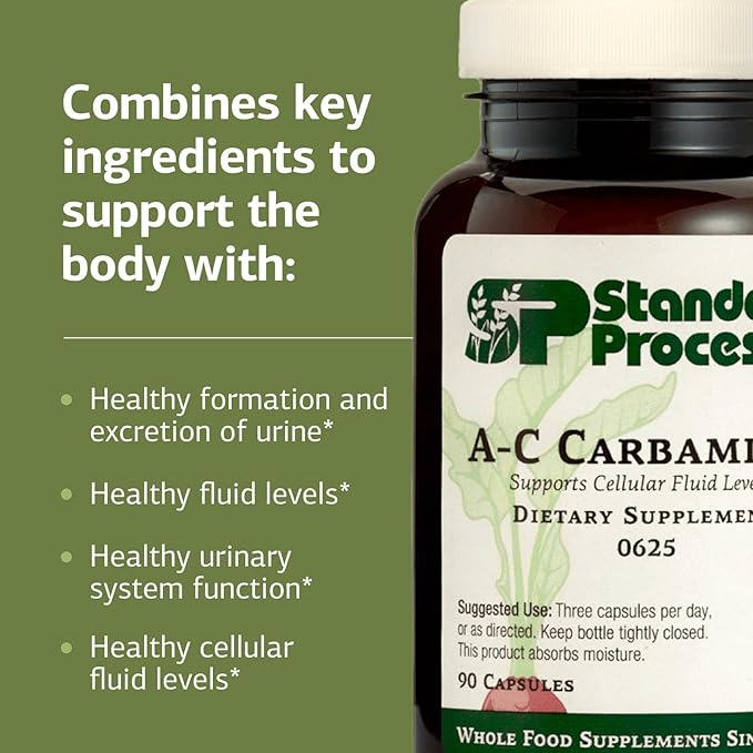 Standard Process Inc. A-C Carbamide - Gluten-Free Kidney Support Supplement with Vitamin A, Vitamin C, and Arrowroot Flour - 90 Capsules