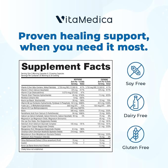 VitaMedica | Clinical Support Formula | Promotes Collagen & Wound Healing | Vitamin C, D, & A to Support Healthy Immune Function | Zinc + Selenium | Vitamin B | Multivitamin for Women & Men