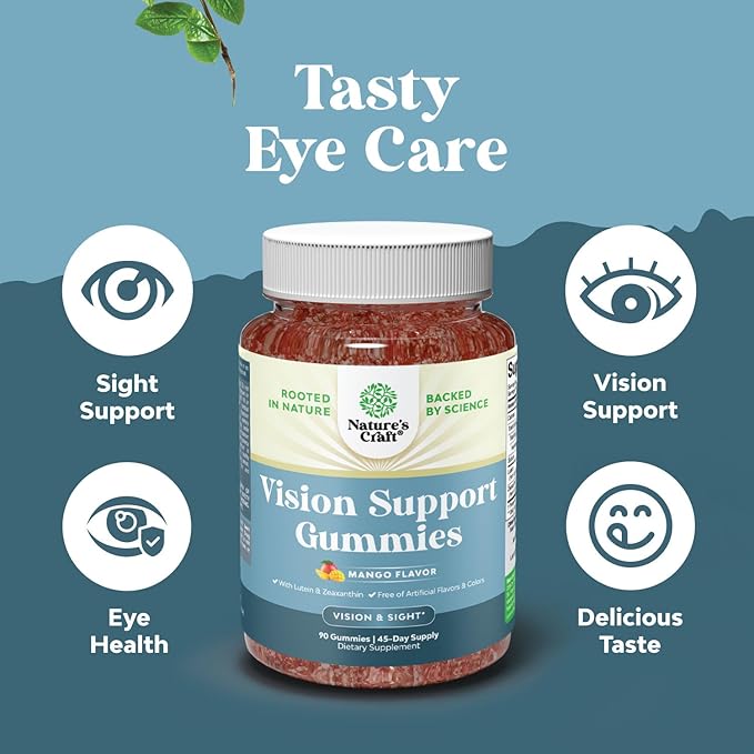 Zeaxanthin Plus Lutein Gummies for Adults - Potent Lutein Eye Vitamins for Vision and Blue Light Protection - Daily Gummy Lutein Eye Health Supplements for Adults Dry Eyes and Eye Strain Support